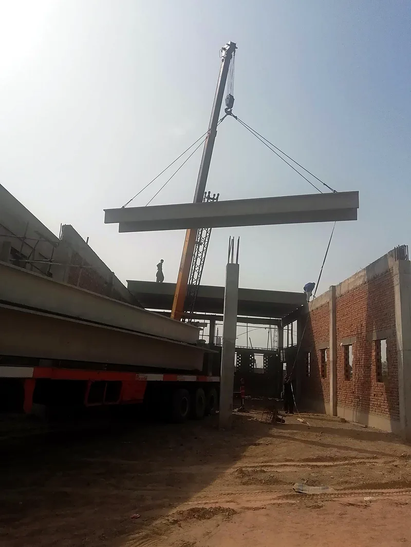 Material Lab NFC IET Multan crane lifting precast girder 2019